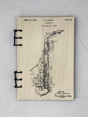 Saxophone Patent Journal – Musician Notebook, Vintage Sax Blueprint Design