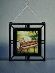 Piano Garden Suncatcher | Handmade Window Hanging | Acrylic & Wood Music Lover Gift |