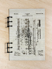 Flute Patent Journal – Musician Notebook, Vintage Flute Blueprint Design
