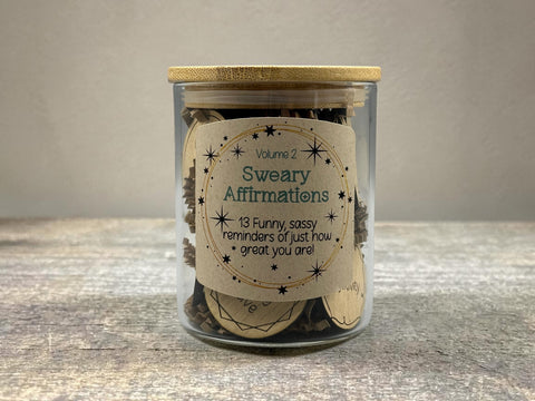 Sweary Affirmations Volume 2 – Funny Adult Affirmation Tokens in Jar – Sassy Self Care Gift – Snarky Confidence Boost