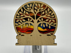 Tree of Life LED Night Light – Stained Glass Style Wood & Acrylic Night Light | Spiritual Home Decor | Handmade Ambient Lighting | 4"x4"