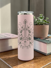 Violin Floral Tumbler – Music Lover or Orchestra Gift, Insulated Travel Mug