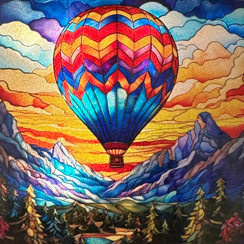 Hot Air Balloon - Blue Night Light Scene