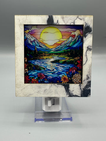 Faux Marble Interchangeable LED Night Light – BASE & FRAME ONLY