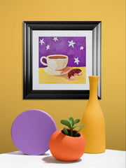 Stars and Sprinkles Original Acrylic Painting on Wood | Coffee & Donut Art | Whimsical Kitchen Decor