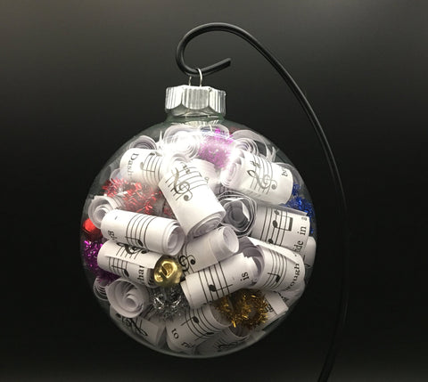 Large 4 inch Sheet Music Christmas Ornament  | Multi Color Accents