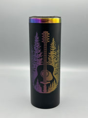 Guitar & Pine Tree Tumbler | 20 oz Insulated Music Lover Cup | Handmade Laser Engraved Guitar Travel Mug | Musician Gift