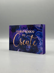 Make Space to Create Wood Art Box – Inspirational Creative Wall Decor – Artist Studio Affirmation Art