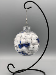 Handmade Sheet Music Ornament | Blue Accents, Music Lover Gift