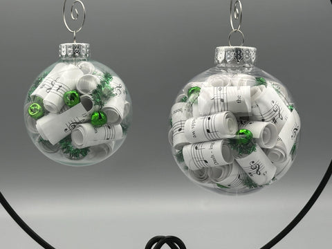 2.5" Handmade Sheet Music Ornament | Blue Accents