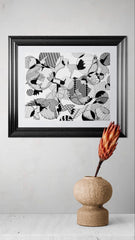 Birds in Flight Ink Print | 8x10 Modern Wall Art matted to 11x14 (Unframed)