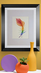Rainbow Feather Art Print • 6x8 Watercolor Illustration (Matted to 9x12) • Jeanne Dunham Print