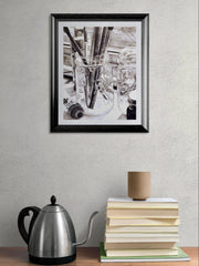 Artist's Tools Art Print | Black & White Drawing 11x14 matted to 16x20