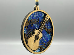 Handmade Guitar Suncatcher: Birch Walnut Acrylic Faux Stained Glass
