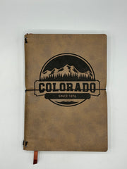 Refillable A5 Colorado Traveler Style Journal – 200 Pages 100gsm Thick Paper, Ruled Lined Notebook, Handmade Mountain Design, 5.5" x 8.1"