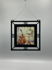 Violin & Cello Window Hanging | Stained Glass Style Music Decor | Gift for Violinist, Cellist & Music Teacher