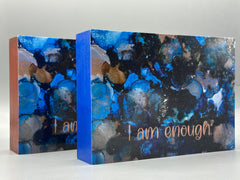I Am Enough Wood Art Box – Inspirational Affirmation Wall Decor – Abstract Motivational Art