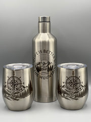 Life Is Better in the Mountains Wine Set | Insulated Stainless Steel  | Outdoor Gift