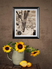 Sepia Artist Tools Art Print | Realistic Mason Jar Drawing (11x14 matted to 16x20 Unframed)