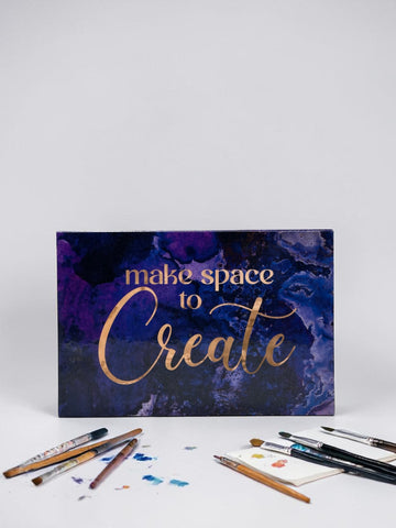 Make Space to Create Wood Art Box – Inspirational Creative Wall Decor – Artist Studio Affirmation Art