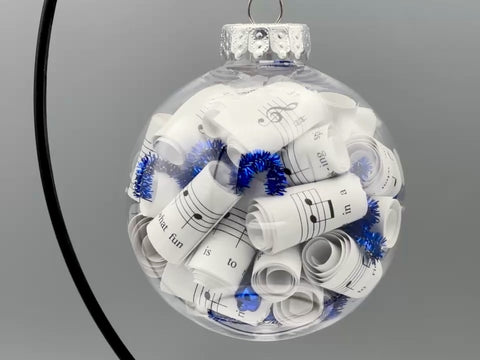 Large 4 inch Sheet Music Christmas Ornament  | Blue Accents