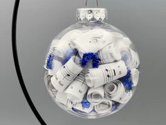 Large 4 inch Sheet Music Christmas Ornament  | Blue Accents