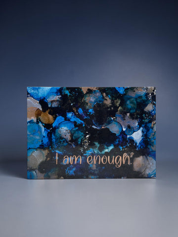 I Am Enough Wood Art Box – Inspirational Affirmation Wall Decor – Abstract Motivational Art