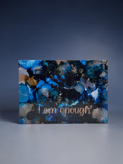 I Am Enough Wood Art Box – Inspirational Affirmation Wall Decor – Abstract Motivational Art