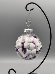 Large 4 inch Sheet Music Christmas Ornament  | Fuchsia Accents