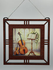 Violin & Cello Window Hanging | Stained Glass Style Music Decor | Gift for Violinist, Cellist & Music Teacher
