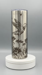 Hummingbird Wildflower Tumbler | 20 oz Insulated Stainless Steel Cup | Nature Inspired Laser Engraved Travel Mug