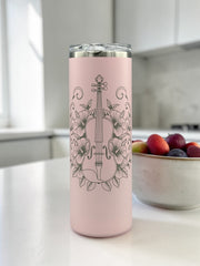 Violin Floral Tumbler – Music Lover or Orchestra Gift, Insulated Travel Mug