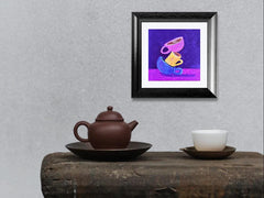 Tipsy Cups–Original Acrylic Painting on Wood by Kathy OConner | 6x6 Colorful Coffee Art