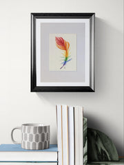 Rainbow Feather Art Print • 6x8 Watercolor Illustration (Matted to 9x12) • Jeanne Dunham Print