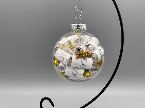 Large 4 inch Sheet Music Christmas Ornament  | Gold Accents