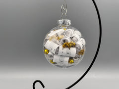 Large 4 inch Sheet Music Christmas Ornament  | Gold Accents
