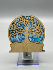 Tree of Life LED Night Light – Stained Glass Style Wood & Acrylic Night Light | Spiritual Home Decor | Handmade Ambient Lighting | 4"x4"