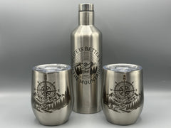 Life Is Better in the Mountains Wine Set | Insulated Stainless Steel  | Outdoor Gift