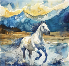 Watercolor Horses - Freedom Run