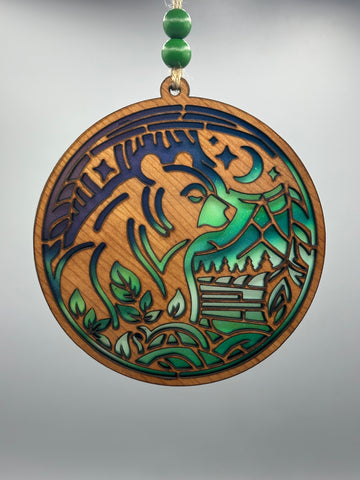Bear in the Mountains Suncatcher | Handcrafted Wildlife Gift | Mountain Cabin Decor