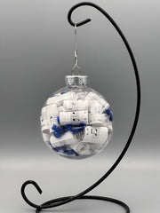 Large 4 inch Sheet Music Christmas Ornament  | Blue Accents