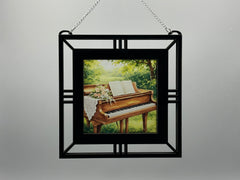 Piano Garden Suncatcher | Handmade Window Hanging | Acrylic & Wood Music Lover Gift |