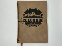 Refillable A5 Colorado Traveler Style Journal – 200 Pages 100gsm Thick Paper, Ruled Lined Notebook, Handmade Mountain Design, 5.5" x 8.1"