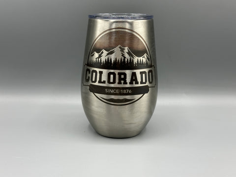Colorado Mountain Engraved Wine Tumbler 14oz | Laser Engraved Colorado Gift | Keeps Drinks Hot & Cold (Copy)