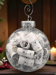 Large 4 inch Sheet Music Christmas Ornament  | Silver Accents