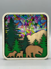 Mountain Suncatcher Window Sitter – Bear Forest Scene Decor