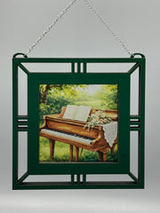 Piano Garden Suncatcher | Handmade Window Hanging | Acrylic & Wood Music Lover Gift |