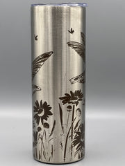 Hummingbird Wildflower Tumbler | 20 oz Insulated Stainless Steel Cup | Nature Inspired Laser Engraved Travel Mug