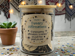 Sweary Affirmations – Volume 1 – Funny Adult Affirmation Tokens in Jar – Snarky Positive Affirmations Gift – Confidence Boosting Self Care
