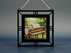 Piano Garden Suncatcher | Handmade Window Hanging | Acrylic & Wood Music Lover Gift |
